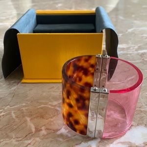Authentic Fendi Pink & Animal Print Cuff in original box